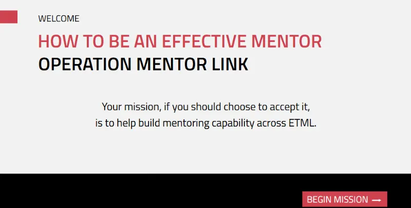 Title screen of the How to be an effective mentor eLearning course